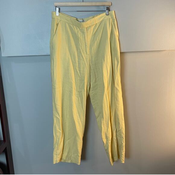 Abercrombie & Fitch SZ 31 US 12 Linen-Blend Tailored Straight Pant Butter Yellow - Picture 3 of 14